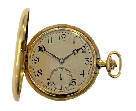 circa 1930, the cream coloured dial, 37mm diameter, with black Arabic numerals, blued squared moon hands, subsidiary seconds 