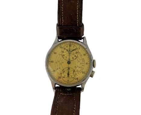 circa 1930, series 1, the unsigned circular cream coloured dial, 32mm diameter, with centre chronograph sweep, subsidiary min