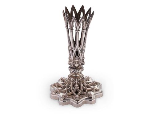 mark of Henry Wilkinson & Co., Sheffield 1836, flat scallop edged base, crested and presentation engraved, supporting a cast 