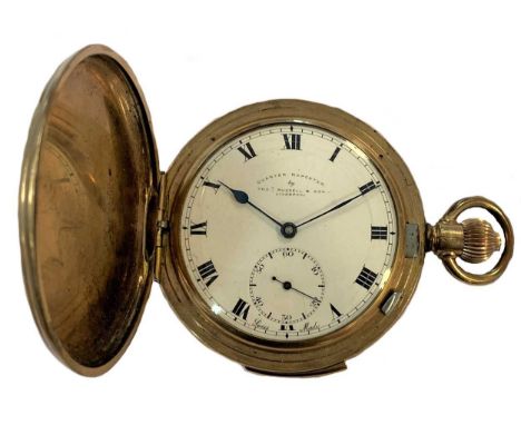 circa 1900, the signed white dial, 45mm diameter, with black Roman numerals, blued spade hands, subsidiary seconds register a