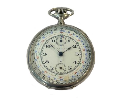 circa 1920, the white dial with faded signature, 45mm, inner with black Arabic numerals, blued spade hands, subsidiary runnin