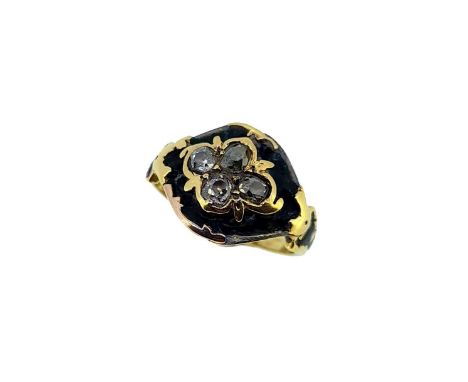 lozenge shaped cluster set with four old mine cut diamonds, estimated approximate total diamond weight 0.25ct, surrounded by 