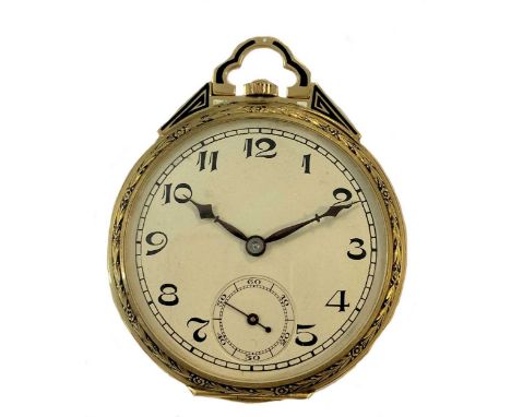 circa 1928, the cream coloured dial, 38mm diameter, with black Arabic numerals, blued cathedral hands, subsidiary seconds reg