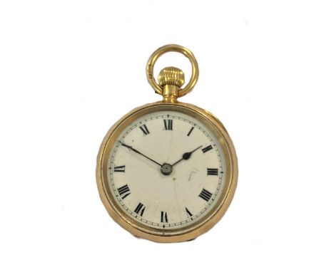 circa 1908, the white dial, 25mm diameter, with black Roman numerals, blued spade hands and chemin de fer chapter ring, jewel