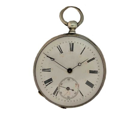 circa 1890, the unsigned white dial, 45mm diameter, with black Arabic numerals, an inner track of red Arabic 24 hour numerals