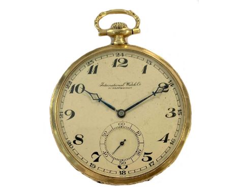 circa 1928, the signed cream coloured dial, 43mm diameter, with black Arabic numerals, blued cathedral hands, subsidiary seco