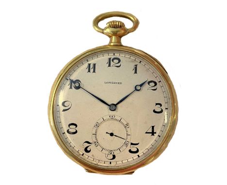 circa 1925, the signed cream coloured dial, 42mm diameter, with black Arabic numerals, blued moon hands, subsidiary seconds r