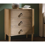 Thalia Concave 3 Drawer Bedside Table, Natural. -R13.16. RRP £299.99. Featuring distinctive curved