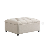 Portland Single Buttoned Fold-Out Bed in Ottoman, Beige Woven Fabric. - R19.1. RRP £499.99. By