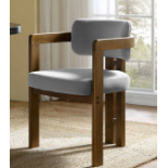Stanford Curved Walnut Wood Frame Grey Velvet Chair. - R19.2. RRP £259.99. Crafted from solid oak,
