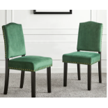 Draycott Set of 2 Pine Green Velvet Dining Chairs. - R13.16.RRP £239.99. Accented by retro brass