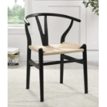 Hansel Wooden Natural Weave Dining Chair, Black Colour Frame. - R13.16. RRP £159.99. Featuring the