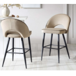 Oakley Champagne Velvet Upholstered Counter Stool with Contrast Piping. - R13.15 RRP £259.99.