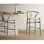 Hansel Wooden Natural Weave Counter Stool, Sage Green Frame. - R13.15. RRP £229.99. Featuring the