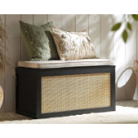 Frances Woven Rattan Double Storage Stool with Cushion, Black. - R19.2. RRP £199.99. Our Frances