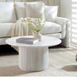 Maru Round Oak Pedestal Coffee Table, Washed White. - R19.1. RRP £299.99. Meet the new addition to