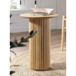 Maru Oak Round Side Table, Oak. - R13.15. RRP £139.99. Featuring fluted base made from solid oak,