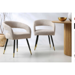 Laurel Wave Taupe Boucle Set of 2 Dining Chairs. - R13.16. RRP £259.99. The curved cut out