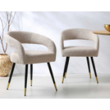 Laurel Wave Taupe Boucle Set of 2 Dining Chairs. - R13.15. RRP £259.99. The curved cut out