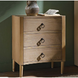 Thalia Concave 3 Drawer Bedside Table, Natural. - R13.16. RRP £259.99. Featuring distinctive