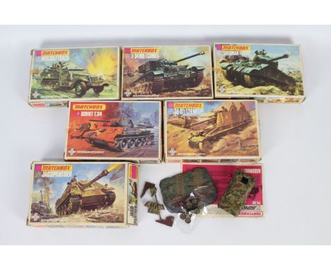 Matchbox - 6 x boxed military models kits in 1:76 scale including Jagd-Panther # PK-80, Sherman Firefly # PK-71, A-34 Comet #