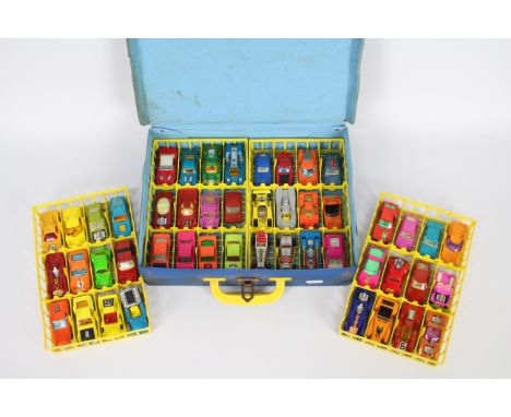 Matchbox - Corgi - A carry case with 4 x trays and 48 x vehicles including # 25 Matchbox Ford Cortina, # 920 Corgi Rockets St