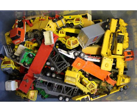 Matchbox, Corgi, Lone Star, Lucky Toys, Tonka, Others - A large plastic container box of play worn diecast, pressed steel and