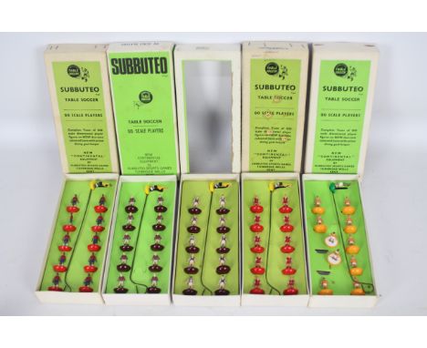 Subbuteo - Five boxed Subbuteo Heavyweight Teams. Lot consists of #74 Aston Villa (x2); #41 Liverpool; #13 Holland and #68 Ch
