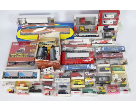 Busch - Albedo - Wiking - Herpa - 53 x boxed and 8 x loose models mostly in 1:87 scale including Mercedes G Wagen and horsebo