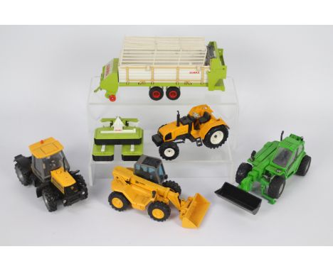 Britains - Siku - Agritec - Joal - 6 x unboxed farm vehicles in 1:32 scale including Britains JCB Fastrac 1135, Agritec Merlo