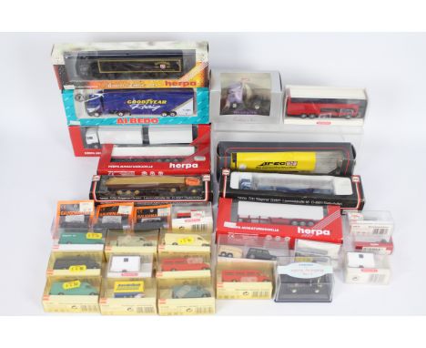 Herpa - Busch - Wiking - Gaugemaster - 30 x boxed car and truck models in 1:87 scale including a White 51 Cabover with long d