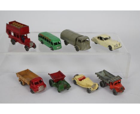 Matchbox - 8 x unboxed vehicles including # 32 Jaguar XK140 Fixed Head Coupe, # 33 Karrier Refuse Collector, # 40 Bedford 7 T