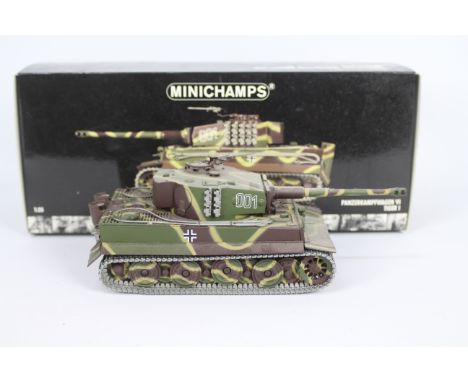 Minichamps - A boxed Minichamps 1:35 scale #350010001 Panzerkampfwagen VI Tiger I France 1944. The model appears to be in Exc