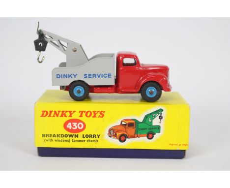 Dinky - A rare boxed Dinky # 430 Commer Breakdown Lorry with red glazed cab and grey back with blue plastic wheel hubs. The m