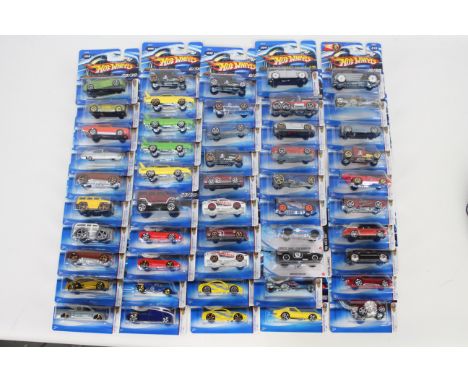 Hot Wheels - 50 x unopened vehicles mostly from the 2005 and 2006 First Edition series including Plymouth Superbird in yellow