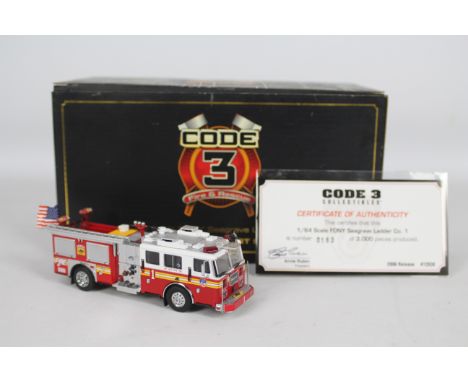 Code 3 Collectibles - A boxed limited edition 2001 Seagrave Model JB 1000 gpm Pumper in 1/64 scale in FDNY Ladder Company No.