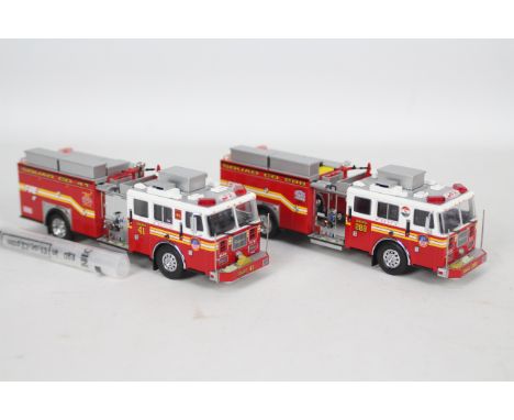 Code 3 Collectibles - 2 x unboxed limited edition Seagrave Pumper Trucks in 1:64 scale. A Squad 41 model # 12655 and Squad 28