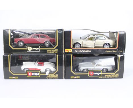 Maisto, Bburago - 4 x die-cast model cars - Lot includes a 1:18 scale 'Special Edition' Jaguar S-Type, a 1/18 scale #3023 Mer