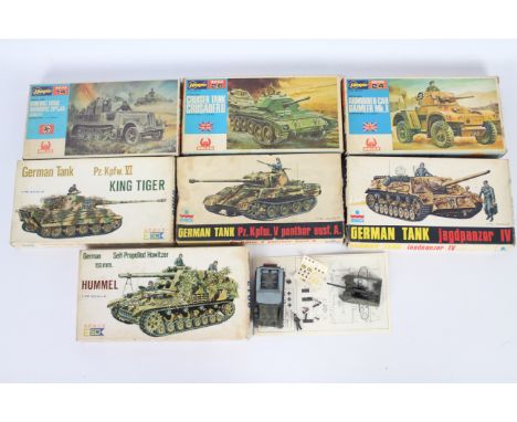 Esci - Hasegawa - 7 x boxed military model kits in 1:72 scale including Cruiser Tank Crusader III # 24, Jagdpanzer IV # 8012,