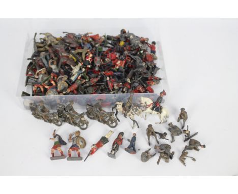 Britains - Johillco - A collection of approximately 114 x vintage metal soldier and cowboy figures including six Romans, thre