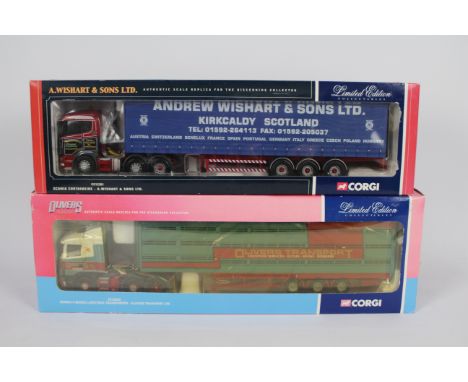 Corgi - A pair of boxed Corgi Limited Edition 1:50 scale diecast model trucks. Lot consists of Corgi CC12201 Scania Curtainsi