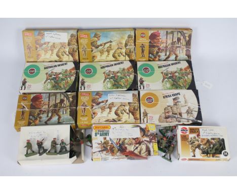 Airfix - Matchbox - 12 x boxed sets of soldier figures in 1:32 scale including four British 8th Army, three British Paratroop