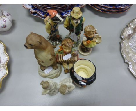 Two Beswick figures, two Goebel figures, Aynsley otter and other items