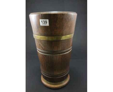 Oak and Brass Banded Stick Stand
