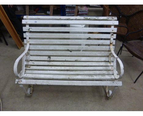 A painted pine wooden bench 