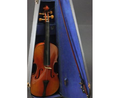 Cased violin with bow