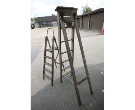 Two Tall Wooden Step Ladders