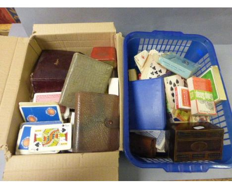 Large amount of vintage playing cards etc to include Bezique set with markers