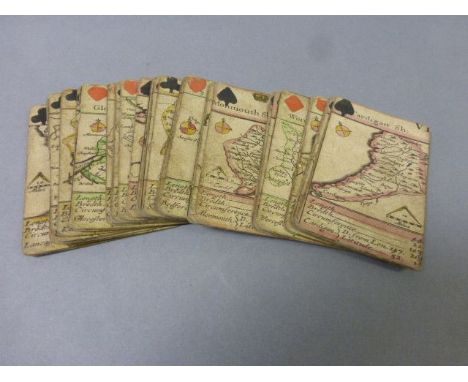 Part set of English Counties playing cards circa 1680