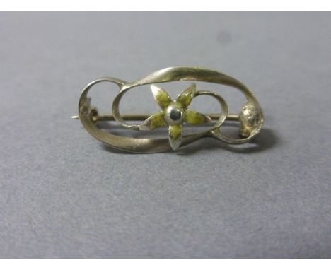 Silver and enamel Charles Horner Brooch